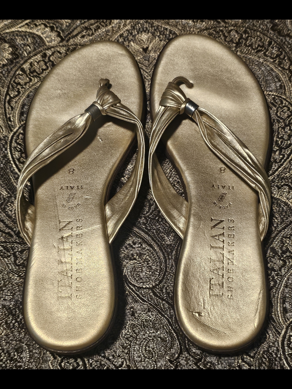 Italian Shoemakers Gold Knot-Detail Women's Sandals